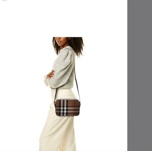 Burberry Check Canvas and Black Leather Briefcase